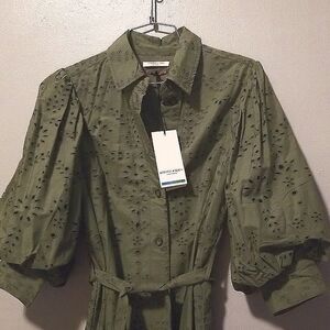 Scotch & Soda Olive green eyelet dress